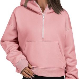 Zeagoo Womens Half Zip Cropped Hoodies Fleece Long Sleeve Pullover Sweatshirt